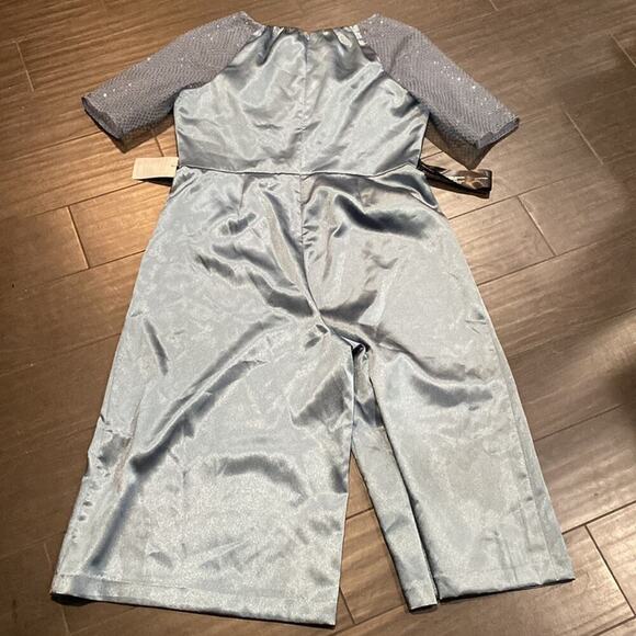 JS COLLECTIONS Leila Sheer Sleeve Crop Jumpsuit Blue SZ.16 - Picture 5 of 6